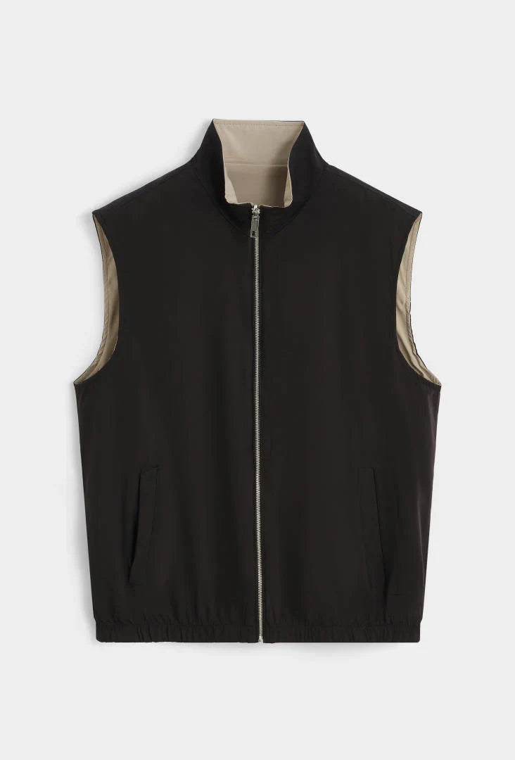 Reversible Gilet - Midnight Black & Beige