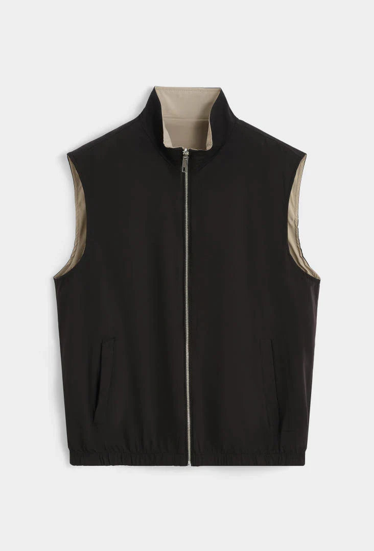 Reversible Gilet - Midnight Black & Beige