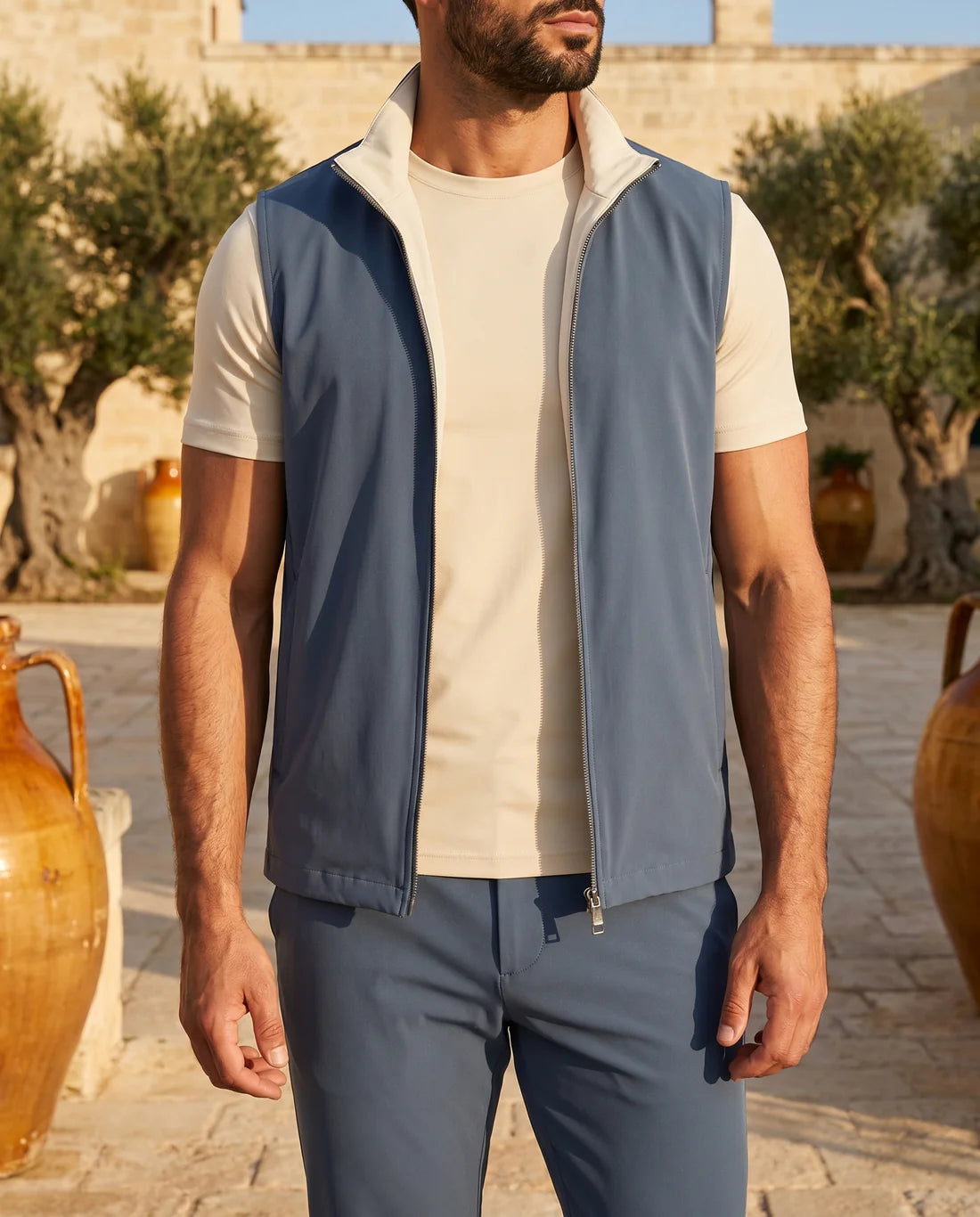 Reversible Gilet - Cloud Blue & Ice Cream White